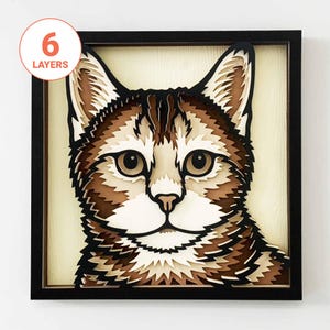 Cyperse kat 3D lasergesneden SVG/3D kattenmandala kunst aan de muur/3D Cyperse kat/ huisdier gedenkteken/3D gelaagd karton/voor laser/voor Cricut/voor silhouet