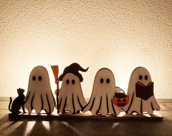Mehrschichtige Halloween-Geist-Anhänger, Laserschnittdatei (SVG PDF DXF)