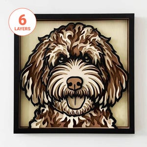 Labradoodle 3D Laser Cut SVG / 3D Hund Schicht SVG für Holz / 3D Hund Mandala Wandkunst / Haustier-Denkmal / Für Laser / Für Cricut / Für Silhouette