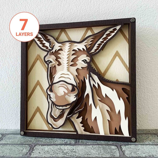 Donkey 3D Laser Cut SVG/ Funny Donkey SVG For Wood/ Animal Mandala Wall Art/ Farmhouse Wall Decor/ For Laser/ For Cricut/ For Silhouette