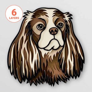 Cavalier King Charles Spaniel 3D cortado a laser SVG/ Cachorro SVG para madeira/ Arte de parede de mandala de cachorro/ Memorial de animal de estimação/ Para laser/ Para Cricut/ Para Silhouette