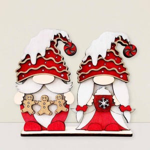 Gingerbread And Hot Cocoa Gnomes Stand Laser Cut SVG/ Christmas Gnomes Decoration/ Gnome Wood Craft For Kid/ File For Glowforge/ For Laser