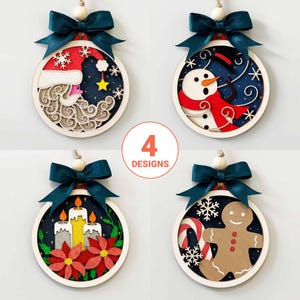 Kerstornament bundel 3D SVG/ornament lasergesneden bestand/kerst hout ambachten/sneeuwpop/multiplex gesneden bestand voor laser/voor Glowforge