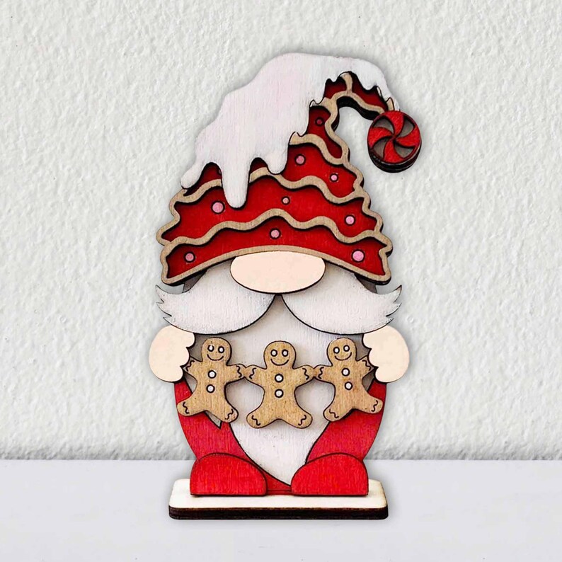 Gingerbread And Hot Cocoa Gnomes Laser Cut File: Christmas Decoration (Digital Download) image 2