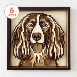 Épagneul Springer 3D découpé au laser SVG/ SVG de calque 3D chien pour bois/ art mural mandala chien 3D/ mémorial pour animaux de compagnie/ pour laser/ pour Cricut/ pour Silhouette