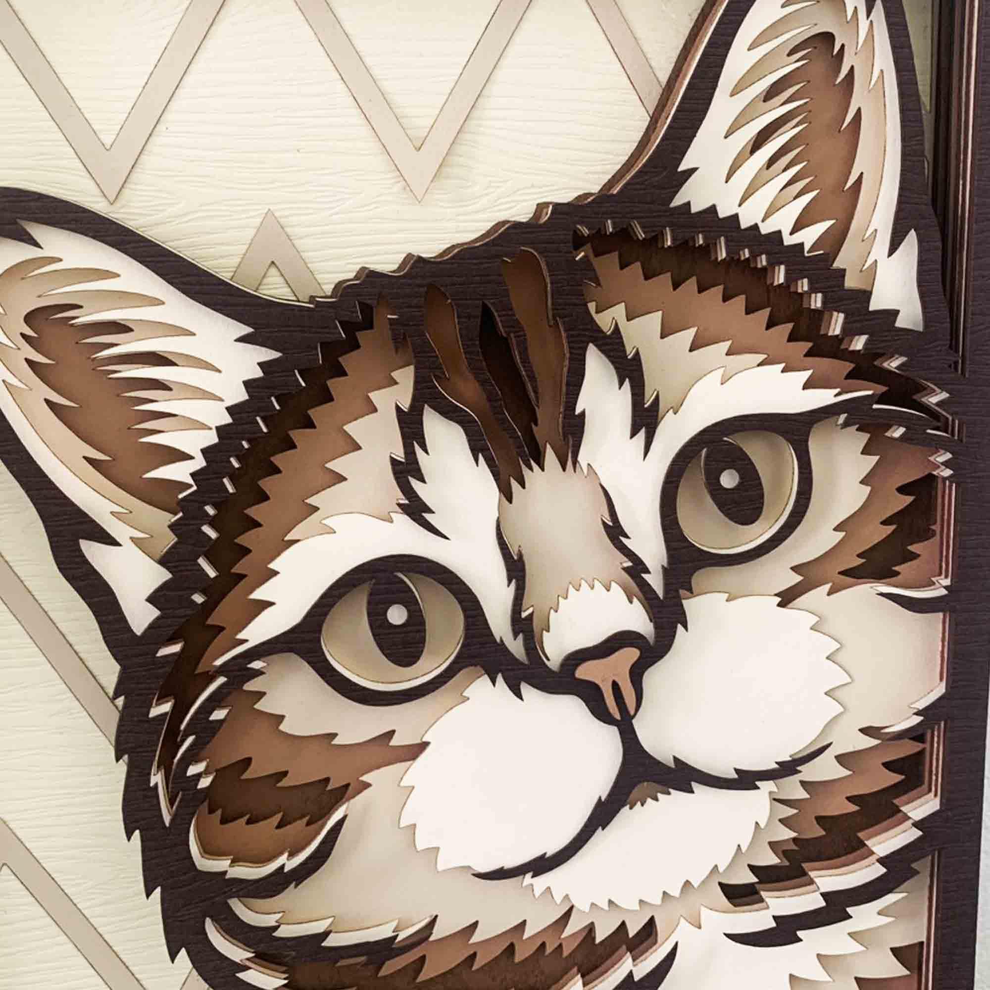 Peeking Cat 3D Layered SVG: Laser Cut Cat Wall Art (digital Download ...