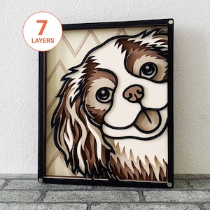 Peeking Cavalier King Charles Spaniel 3D Corte a laser SVG/ Cachorro SVG para madeira/ Arte de parede de cachorro/ Memorial de animais de estimação/ Para laser/ Para cricut/ Para silhueta