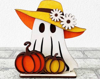 Geist und Kürbis SVG | Halloween Holz Schreibtisch Dekor (Glowforge Cut File)