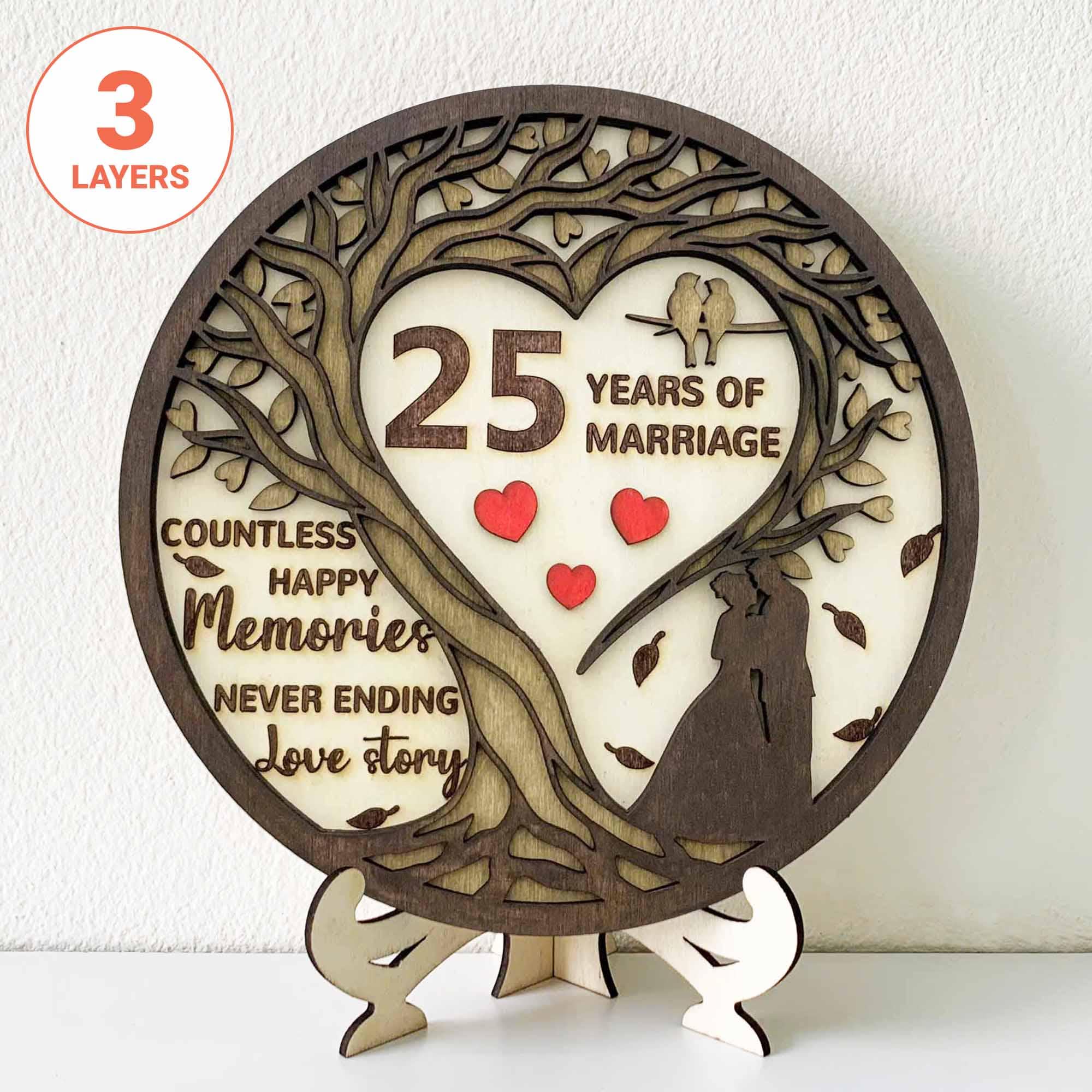 3D Anniversary Tree Laser Cut File: Anniversary, Valentine Gift (Digital Download)