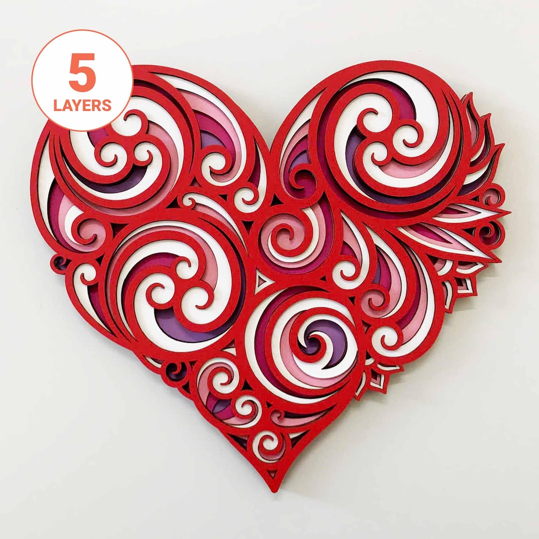 3D Layered Heart Mandala SVG: Laser Cut File (digital Download) - Etsy