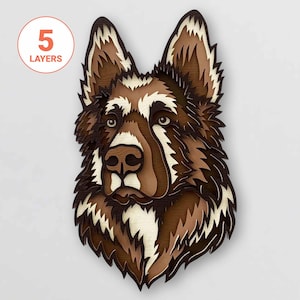 German Shepherd 3D Laser Cut SVG/ 3D Dog Layer SVG For Wood/ 3D Dog Mandala Wall Art/ Pet Memorial/ For Laser/ For Cricut/ For Silhouette