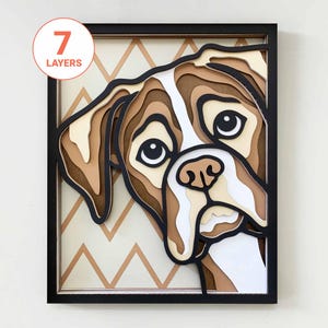 Cane Boxer che fa capolino 3D in formato SVG con taglio laser/ Cane a strati in formato SVG per legno/ Mandala da parete per cani/ Regalo commemorativo per cani/ Per laser/ Per Cricut/ Per Silhouette