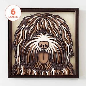 Cane da pastore inglese 3D taglio laser SVG/ 3D cane strato SVG per legno/ 3D cane mandala arte murale/ memoriale per animali domestici/ per laser/ per Cricut/ per Silhouette