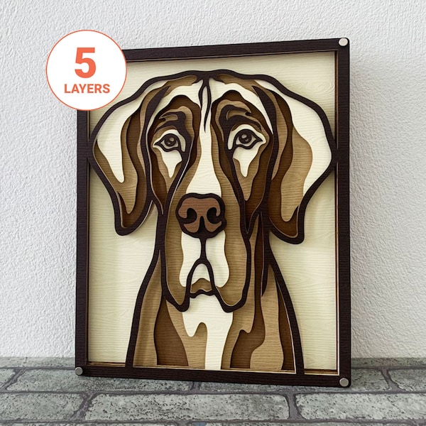 Great Dane 3D Laser Cut SVG/ Dog Mandala SVG For Wood/ 3D Mandala Great Dane Wall Art/ 3D Layer SVG/ For Laser/ For Cricut/ For Silhouette