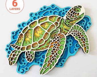 3D Sea Turtle Mandala Laser Cut File: Beach House Decoration (Digital Download)