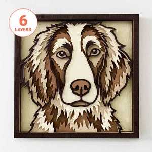 Epagneul Breton 3D Laser Cut SVG/Cane 3D Strato SVG per Legno/Mandala da Parete 3D per Cani/Memoriale per Animali/Per Laser/Per Cricut/Per Silhouette