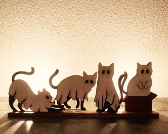 Ghost Cats Laser Cut File: Halloween Wood Decoration (Digital Download)