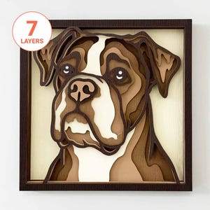 Boxer Hund 3D Laser Cut SVG / 3D Boxer SVG für Holz / 3D Hund Mandala Wandkunst / Hunde-Denkmal SVG / für Laser / für Cricut / für Silhouette