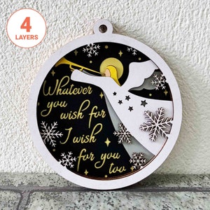 Kerst engel ornament 3D laser gesneden SVG/kerst hout ornament/Angel kerst wens ornament Glowforge bestand/laserbestand voor Kerstmis