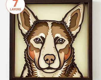 Australian Kelpie 3D Layered SVG: Laser Cut Dog Wall Art (Digital Download)