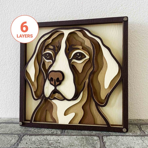 Beagle 3D Laser Cut SVG/ Beagle Dog SVG For Wood/ 3D Dog Mandala Wall Art/ File For Glowforge/ For Laser/ For Cricut/ For Silhouette