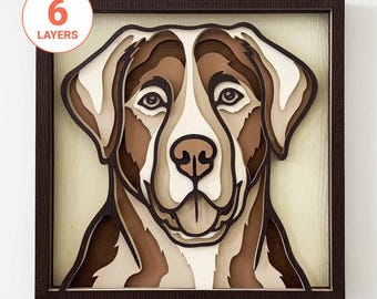 Labrador 3D Laser Cut SVG / Hund Mandala SVG für Holz / 3D Mandala Labrador Wandkunst / 3D-Schicht SVG / für Laser / für Cricut / für Silhouette