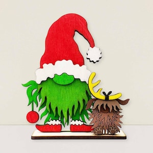 Gnomo navideño autoportante cortado con láser SVG/Gnomo lindo SVG/Decoración navideña de escritorio/Decoración navideña linda/Archivo de corte Glowforge/SVG para láser