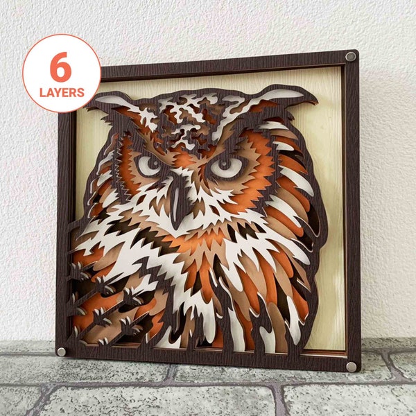 Owl 3D Laser Cut SVG/ Owl SVG For Wood/ 3D Animal Mandala Wall Art/ Multilayer Owl SVG/ For Laser/ For Cricut/ For Silhouette