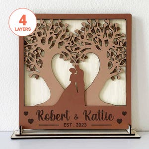 Árboles de amor para bodas (SVG 3D cortados con láser)/Archivo cortado con láser para aniversario de bodas/Archivo láser para pareja y árbol en forma de corazón/Para Glowforge/Para láser
