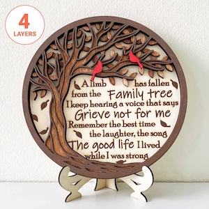 Cardinaux sur l'arbre généalogique 3D découpé au laser SVG/un membre est tombé fichier découpé au laser/cadeau commémoratif de Noël/fichier pour Glowforge/pour laser