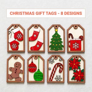 Weihnachten Geschenkanhänger Bundle 3D Laser SVG/ Weihnachten Laser Cut Datei/ Holz Geschenkanhänger Glowforge/ Handgemalter Geschenkanhänger/ Laser Datei für Weihnachten
