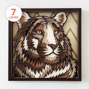 Tiger 3D Laser Cut SVG/ Tiger SVG For Wood/ 3D Animal Mandala Wall Art/ Multilayer Lion SVG/ For Laser/ For Cricut/ For Silhouette