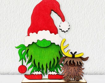 Christmas Gnome Laser Cut File, 3D Desk Decor SVG (PDF, DXF)