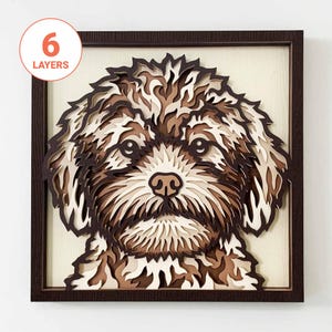 Cavapoo 3D découpé au laser SVG/ art mural 3D mandala chien/ Cavoodle 3D SVG/ mémorial pour animaux de compagnie/ papier cartonné en couches/ pour laser/ pour Cricut/ pour Silhouette