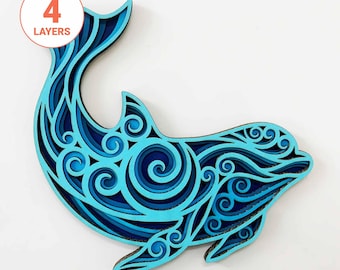 Dolphin 3D Mandala Laser Cut File: Sea Animal Wall Art (Digital Download)