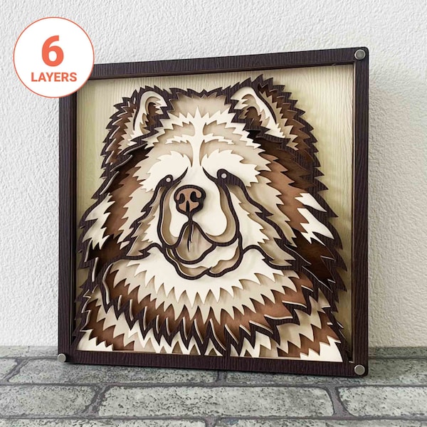 Chow Chow 3D Laser Cut SVG/ 3D Dog Layer SVG For Wood/ Chow Chow Dog Mandala Wall Art/ Pet Memorial/ For Laser/ For Cricut/ For Silhouette