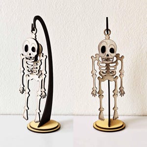 Funny Wiggly Skeleton 3D Laser Cut SVG/ Hanging Skeleton Halloween Decor/ Cute Halloween Wood Craft/ For Laser/ For Glowforge