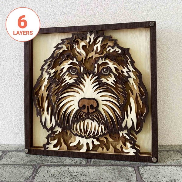 Golden Doodle 3D Laser Cut SVG/ 3D Dog Layer SVG For Wood/ 3D Dog Mandala Wall Art/ Pet Memorial/ For Laser/ For Cricut/ For Silhouette