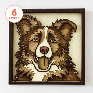 Border Collie 3D Laser Cut SVG / Hund Mandala SVG für Holz / 3D Mandala Hund Wandkunst / 3D-Schicht SVG / für Laser / für Cricut / für Silhouette