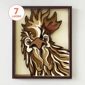 Poulet drôle 3D découpé au laser SVG/poulet SVG pour bois/poulet art mural mandala/décoration murale ferme/pour laser/pour Cricut/pour Silhouette