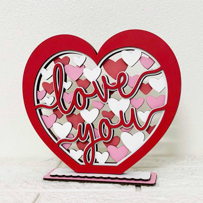 3D Layered Heart SVG: 'love You' Valentine Laser Cut File (digital ...