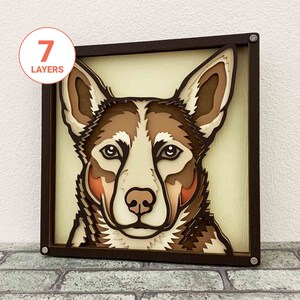 Australischer Kelpie 3D Laser geschnitten SVG / 3D Hund Layer SVG für Holz / 3D Hund Mandala Wandkunst / Haustier-Memorial / Laser / Cricut / Silhouette