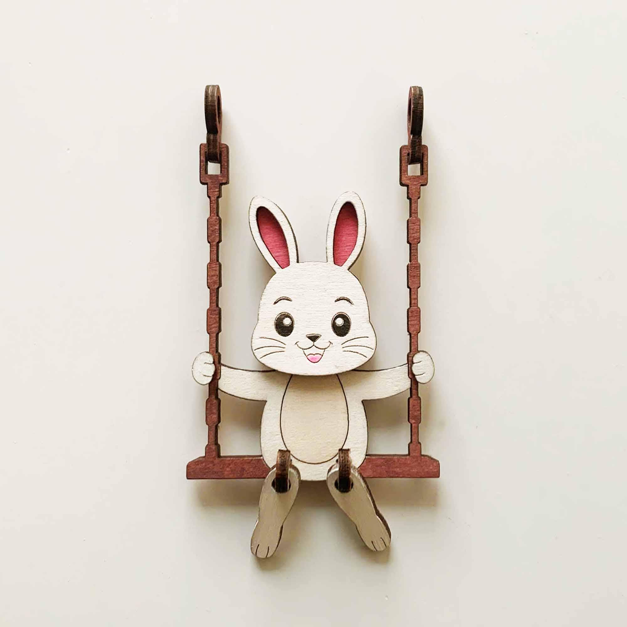 Easter Bunny on Swing Laser Cut File: Easter Day Decoration, Kid Craft ...