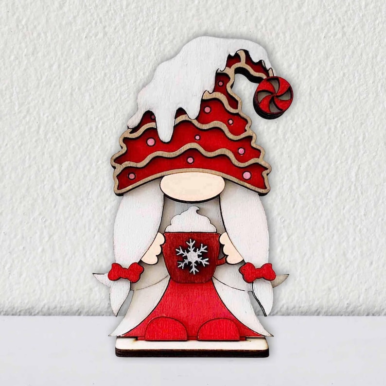 Gingerbread And Hot Cocoa Gnomes Laser Cut File: Christmas Decoration (Digital Download) image 3