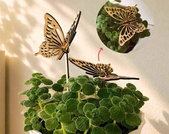 3D Schmetterling Pflanzenstecker Laser Cut Datei - 2 Designs, Garten Laser Craft (Digitaler Download)