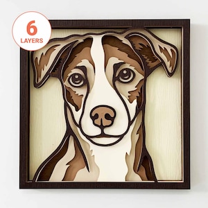 Jack Russel Hund 3D Laser Cut SVG / 3D Hund Schicht SVG für Holz / 3D Hund Mandala Wandkunst / Haustier-Denkmal / Für Laser / Für Cricut / Für Silhouette