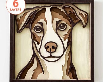 Jack Russell Dog 3D Layered SVG: Laser Cut Dog Wall Art (Digital Download)