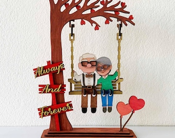 3D Couple on Swing Laser Cut File: Valentine Decoration, Anniversary Gift (Digital Download)