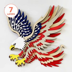 American Eagle 3D Laser Cut SVG/ File Glowforge del 4 luglio/ Arte murale commemorativa dei veterani dell'aquila/ File di taglio del Patriot Day/ Per Glowforge/ Per laser