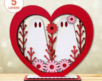 3D Ghost Couple Laser Cut File: Valentine Decoration (Digital Download)